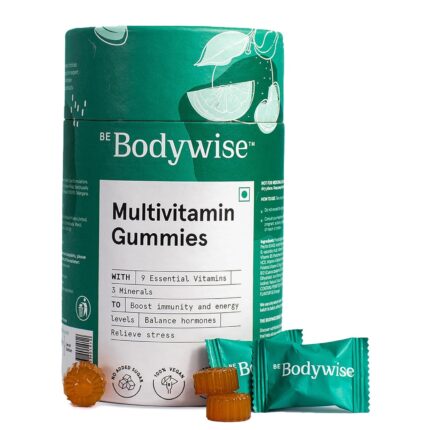 Be Bodywise Multivitamin Gummies|With Fibre, Zinc, Iron & Biotin|Vitamin D3, B6, E & A|Boosts Energy & Stamina, Improves Immunity & Skin Health|Vegan, Gluten & Gelatin Free, 1 count, 60 Servings