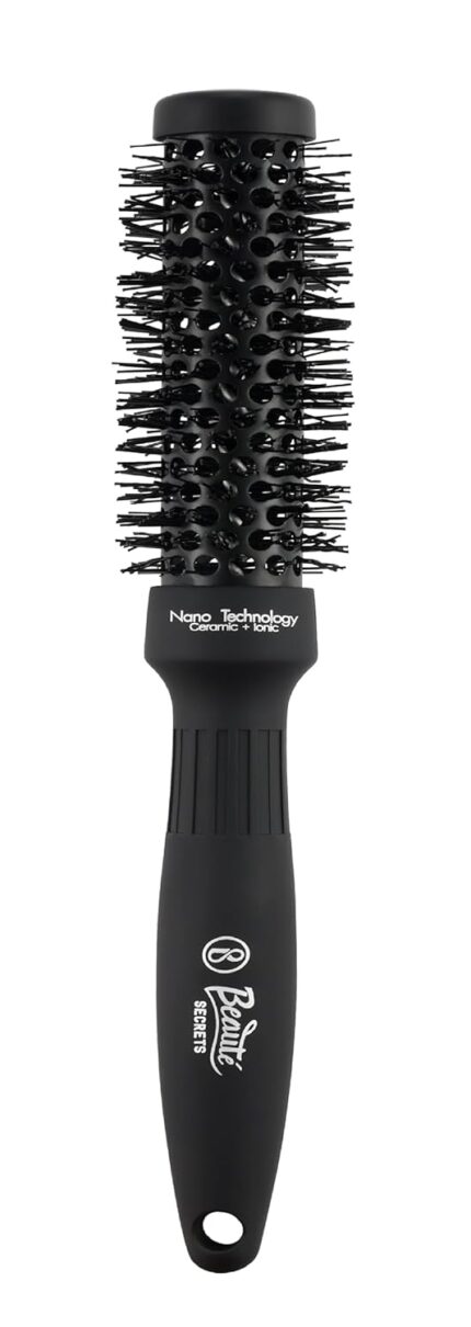 Beauté Secrets Hair Brush - 25mm Round Blow Dry Brush for Hair Styling - Versatile Hair Dryer Brush & Hair Comb for Men - Premium Blow Dry Brush for Smooth, Effortless Styling, Black