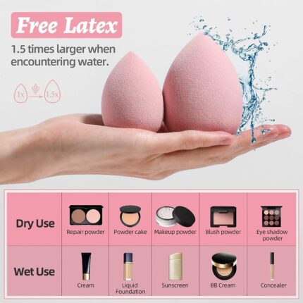 Beautiflame Makeup Sponge 7 Pcs blender sponge for Liquid, Cream, and Powder, Multi-colored Makeup Sponge