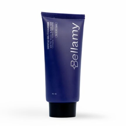 Bellamy Gentle Gel Cleanser with Pro Vitamin B5 & Kojic Acid | No Soap Cleanser For Face with Lemongrass, Vitamin C, Vetiver, Basil & Niacinamide | For All Skin Types Including Sensitive | 70gm