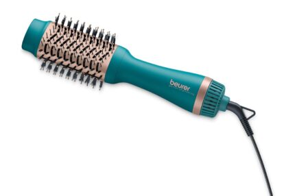 Beurer Hc 45 Ocean 2-In-1 Volumising Hair Dryer Brush,2 Heating And Blower Levels Including Cold Air Function,Ion Function For Smooth And Shiny Hair,Green,1000 Watts
