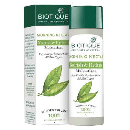 Biotique Morning Nectar Flawless Skin Moisturizer l Prevents Dark spots, Blackheads and Blemishes l Visibly Flawless Skin l Nourishes and Hydrates Skin l All Skin Types l 120ml