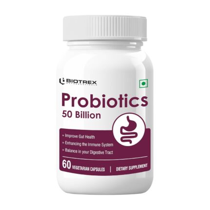 Biotrex Nutraceuticals Probiotics 50 Billion With 150mg Prebiotics Supplement For Gut Health - 60 Capsules