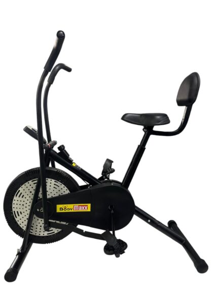 Body Maxx Dual Action Air Bike/Exercise Bike for Home |Gym Cycle for Workout With Handle Movements | Non-Slip Pedals & Cusioned Back Support | Moving Handles Black Gym Bike, Max user weight 120 KG