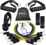 Boldfit Resistance Band Set with Handles, Portable Toning Tubes with Door Anchor & Foam Handles. Resistance Tube Kit with Bag and Ankle Straps Included. (11 Pieces Tube Set), Multicolor, L