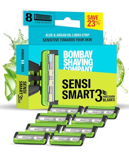 Bombay Shaving Company Sensi Smart 3 Razor Cartridge | Pack Of 8 Blades