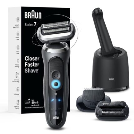 Braun Electric Shaver For Men, Series 7 7185Cc, Holiday Gifts For Men, Wet & Dry Shave, Shaving Kit With Smartcare Center And Beard Trimmer, Black