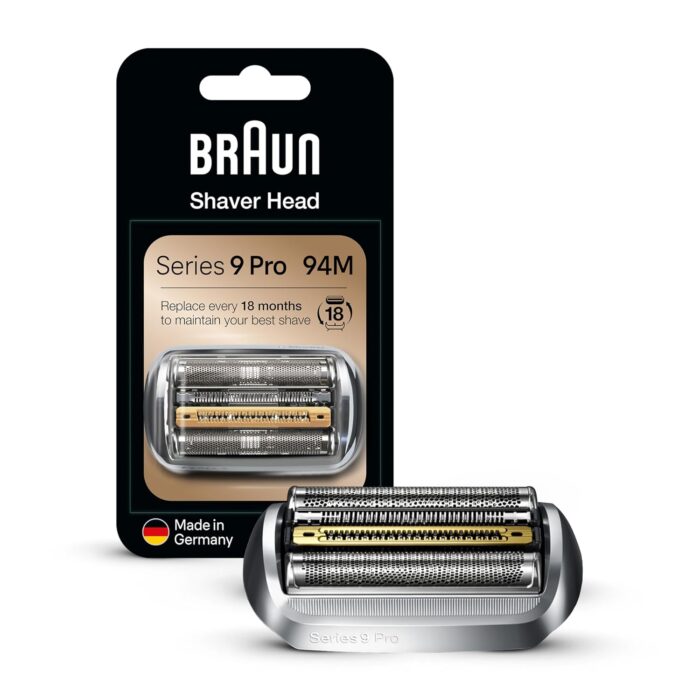 Braun Electric Shaver Head Replacement Part 94M Silver, Compatible with Series 9 Pro and Series 9 Electric Razors for Men