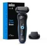 Braun Electric Shaver for Men, Series 5 5118s, Wet & Dry Shave, Turbo Shaving Mode, Foil Shaver, Engineered in Germany, Li-Ion battery up to 50 min, with Precision Trimmer, Blue