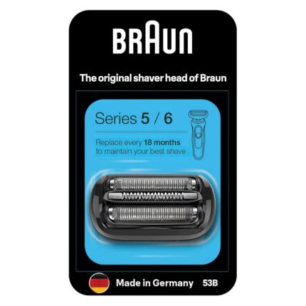 Braun Series 5 Electric Shaver Replacement Head, Easily Attach Compatible Head for New Generation Series 5/6 Shavers, 53B, Black