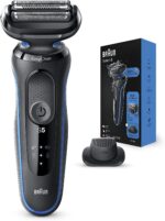 Braun Series 5 Electric Shaver for Men with Precision Beard Trimmer, Wet & Dry, Rechargeable, Cordless Foil Razor, Blue, 50-B1200s