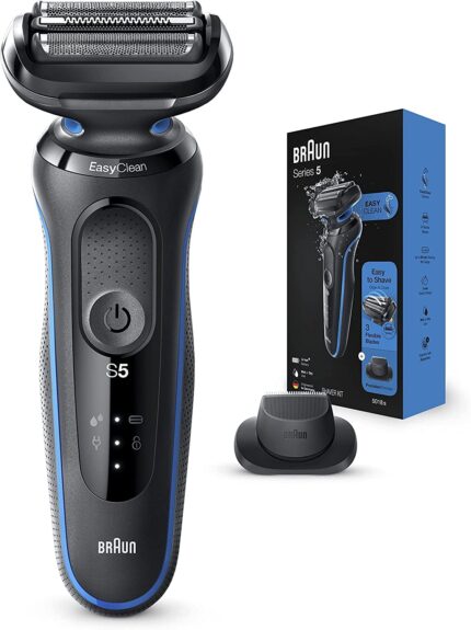 Braun Series 5 Electric Shaver for Men with Precision Beard Trimmer, Wet & Dry, Rechargeable, Cordless Foil Razor, Blue, 50-B1200s
