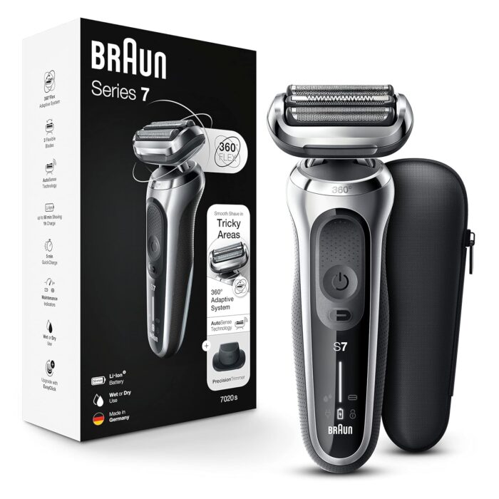 Braun Series 7 7020s Electric Razor for Men with Precision Trimmer, Wet & Dry, Rechargeable, Cordless Foil Shaver