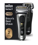 Braun Series 9 PRO+ Electric Shaver for Men, with 5 Pro Shave Elements & Precision Long Hair ProTrimmer, Charging Stand, Wet & Dry Electric Razor with 60min Runtime, 9517s Galvano Silver