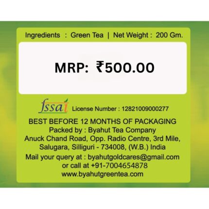 Byahut Gold Tulsi & Ginger & Black Pepper Green Tea Leaves for Fast, Digestion, Glowing Skin, Cholesterol, Diabetic, Belly Fat, Slimming, Fatty Liver, Heart Disease for Men & Women | (Pack - 400g)