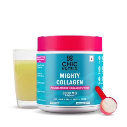 CHICNUTRIX Marine Collagen - 8 G Japanese Collagen Powder|25 Servings|Anti-Ageing,Tight,Firm & Youthful Skin|Fast Absorption|Tasty Lemonade Flavour,1 Count