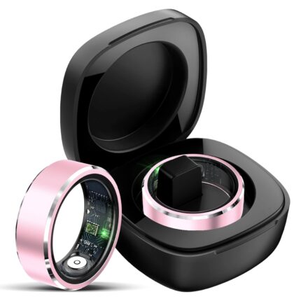 CNBRO Smart Ring for Women Health Tracker Rings Heart Rate Sleep Monitor Remote Control for Videos Photo Control Step Counter Pedometer Fitness Tracker Pink Rings for Ladies
