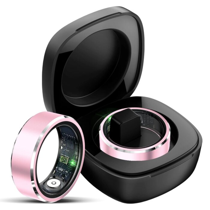 CNBRO Smart Ring for Women Health Tracker Rings Heart Rate Sleep Monitor Remote Control for Videos Photo Control Step Counter Pedometer Fitness Tracker Pink Rings for Ladies