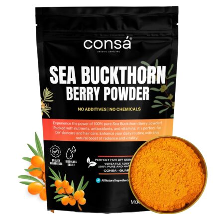 CONSA Organic Sea Buckthorn Berry Powder - 100% Pure Sea Buckthorn Powder - Source of Various Vitamins & Minerals (100 Gram)