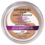 COVERGIRL & Olay Simply Ageless Instant Wrinkle Defying Foundation Creamy Natural 0.4 Ounce Pot, Foundation Plus Titanium Dioxide Sunscreen SPF 28 (packaging may vary)