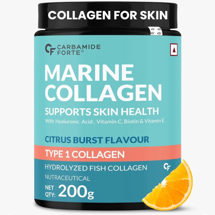 Carbamide Forte Marine Collagen Supplements for Skin & Hair | Marine Collagen Powder for Women & Men |Marine Powder for Skin & Bone Health Support - 200g