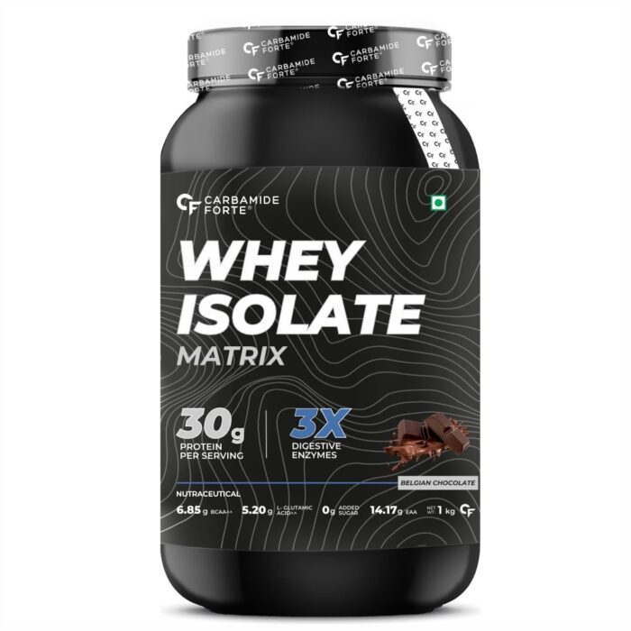 Carbamide Forte Whey Isolate Matrix | Whey Protein Powder | 30g Protein | Belgian Chocolate Flavour - Whey Protein Isolate 1kg