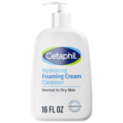 'Cetaphil Cream to Foam Face Wash, Hydrating Foaming Cream Cleanser, For Normal to Dry, Sensitive Skin, with Soothing Prebiotic Aloe, Hypoallergenic, Fragrance Free, 473 ml (Pack of 1)