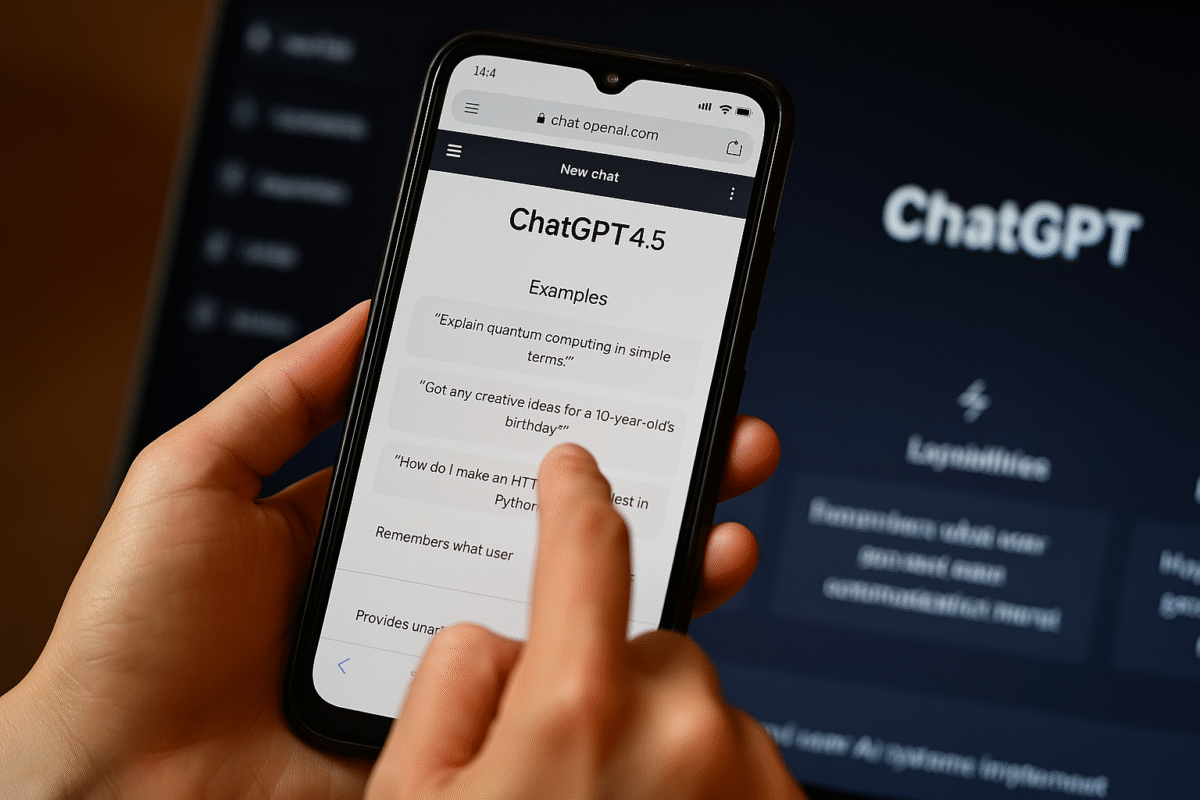 ChatGPT-4.5 on screen