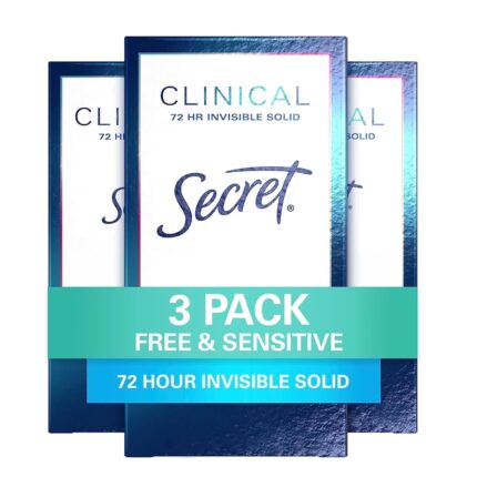 Clinical Strength Invisible Solid Sensitive Hypoallergenic Unscented Antiperspirant/Deodorant 1.6 Ounce (Pack of 3)