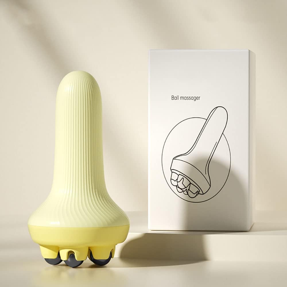 Clovis 360 Degree Full Body Massager - Stainless Steel Massager Ball Body Therapy Massager, Roller Ball Massage Tool for Back, Neck, Foot, Calf, Leg Shoulder, Face Lift Tools (yellow, Set of 1)