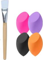 ClubBeauty Makeup Sponge Beauty Blender Set with Mask Brush, 4 Colours, 1.5 x 2.3-2.8 inch