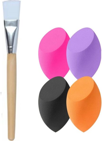 ClubBeauty Makeup Sponge Beauty Blender Set with Mask Brush, 4 Colours, 1.5 x 2.3-2.8 inch