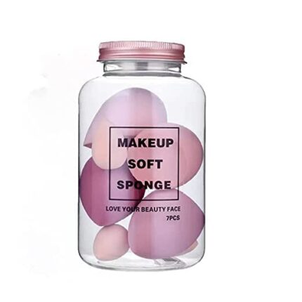 ClubBeauty Makeup Sponge Jar Beauty Blender with Egg Case Soft Sponge For Liquid Foundation|Creams and Powder (Multicolor) Pack of 7
