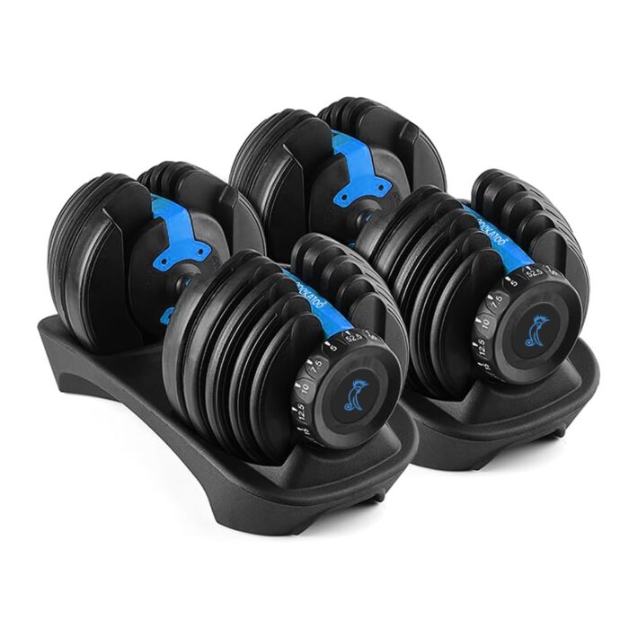 Cockatoo ADB-01 2.5 KG- 40 Kg Adjustable Dumbbell Set, Home Workout Gym Equipment Men and Women, Quick One-Second Adjustment 15-IN-1 Dumbbell Dumbbells Set For Home Gym(40 Kg, Blue)
