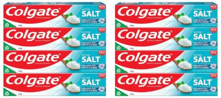 Colgate Active Salt Buy 3+1 Free, 800g (200g x 4, Pack of 8) Toothpaste, Daily Germ Protection, Toothpaste with Salt & Mint, Healthy Gums & Teeth, Fights Germs & Eliminates Bad Breath