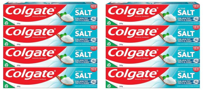 Colgate Active Salt Buy 3+1 Free, 800g (200g x 4, Pack of 8) Toothpaste, Daily Germ Protection, Toothpaste with Salt & Mint, Healthy Gums & Teeth, Fights Germs & Eliminates Bad Breath