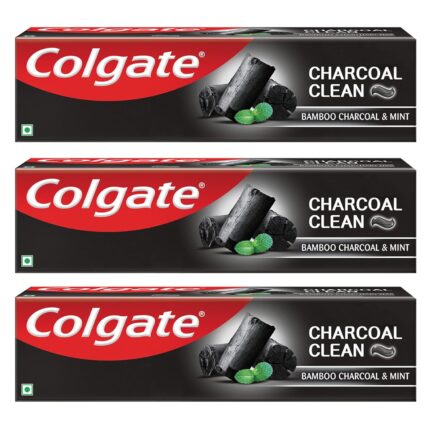 Colgate Charcoal Clean Black Gel Deep Clean Toothpaste with Bamboo Charcoal & Wintergreen Mint For Plaque Removal, Deep Clean & Tingling Fresh Mouth Experience (120g X 3) Pack of 360g