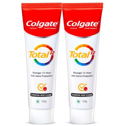Colgate Total 120 gm+120 gm (240 gm) Charcoal Deep Clean Antibacterial Toothpaste, Combo Pack, Whole Mouth Health, Tooth Paste with 12-Hour Anti-Germ Protection, World's No.1* Germ-fighting Toothpaste