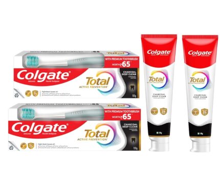 Colgate Total Charcoal Toothpaste Saver Pack - 2X120 G - Tartar, Plaque, Clean, Anti-Cavity, Gingivitis, Anti-Gingivitis