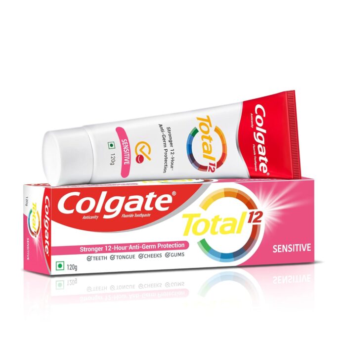 Colgate Total Sensitive Toothpaste 120 gm, Antibacterial Tooth paste, Whole Mouth Health, World's No. 1* Germ-fighting Toothpaste