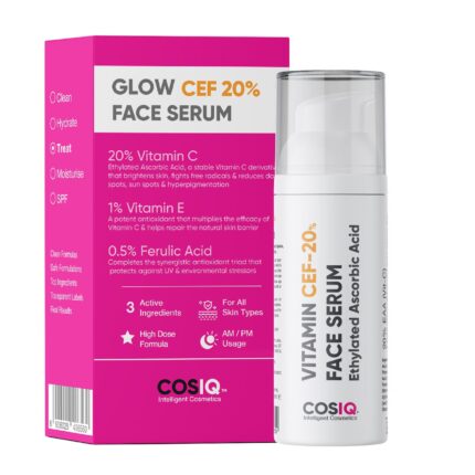 Cos-IQ 20% Vitamin C Serum, 30ml | With Vitamin E & Ferulic Acid | Glowing & Brightening Skin | Anti-Aging Serum for Wrinkles, Fine Lines & Dark Spots | All Skin Types | 30-Days Pack