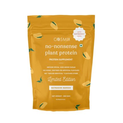 Cosmix No-Nonsense Plant Protein | 23g Protein/Serve | Ratnagiri Mango | Pea & Rice Isolate | Easy To Digest | All Essential Amino Acids - 500g