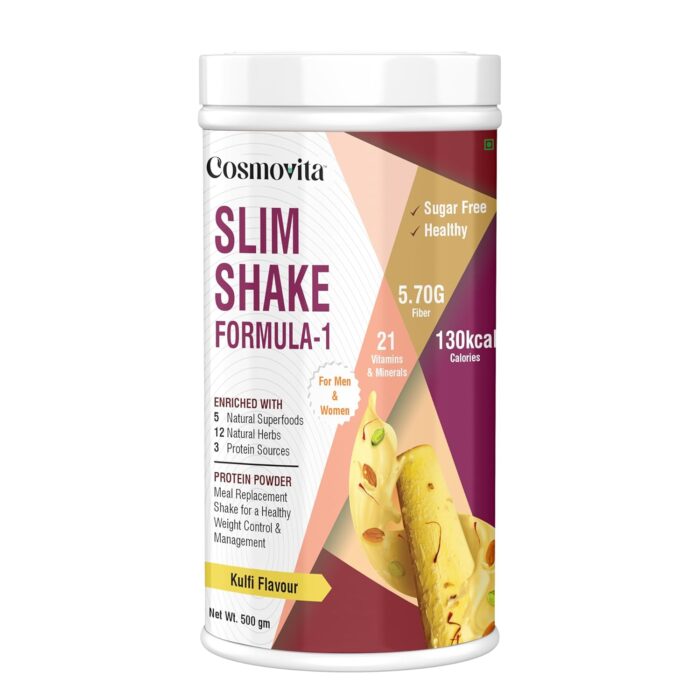 Cosmovita Nutritional Formula-1 Slim Shake for Weight Control & Management Ayurvedic Herbs Protein Shake (500 g, Kulfi Flavor)