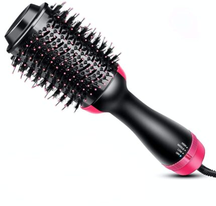 DINOSTRIT Hot Air Brush, One Step Hair Dryer & Volumizer, Styler for Straightening, Ceramic Electric Blow Dryer Rotating Straightener Curl Brush (One Step) - Black, 1200 Watts