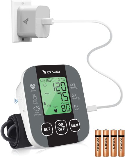 DR VAKU® BP Monitor Fully Automatic Blood Pressure Machine to Check Digital Accurate Level for Home Monitoring Device with Talking Function,Large Display + Cuff Kit Best Accurate Apparatus Measurement with 20w PD Adapter (Black)