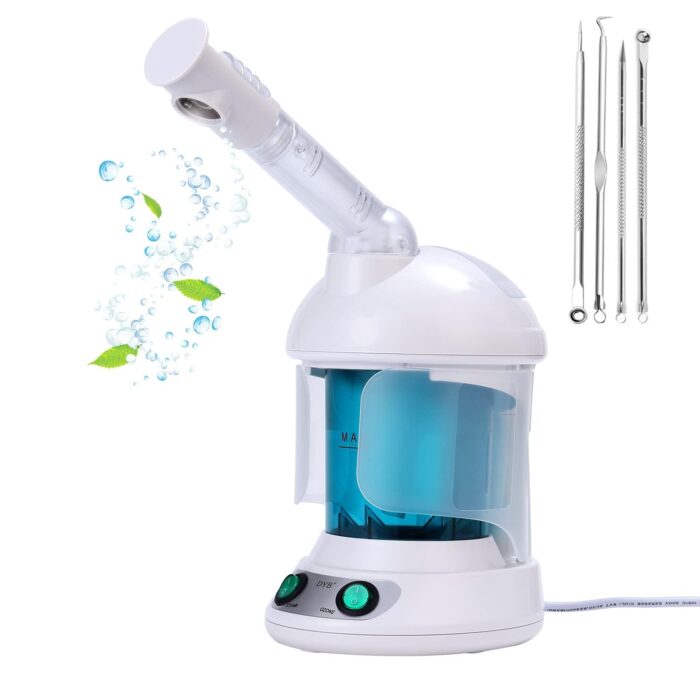 DYB Portable Facial Steamer, Nano Ionic Face Steamer with 360°Rotatable Sprayer,Mini Facial Steamer for Salon and Spa,1 Piece Headband and 4 Pieces Steel Skin Kits.