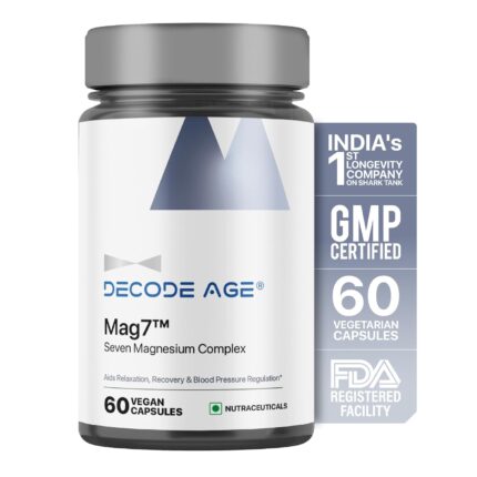 Decode Age Mag7| Magnesium Supplement Complex with BisGlycinate, Citrate, Malate, Oxide, and others| 99% Pure| Strong Bones, Muscle Recovery, Better Mood and Sleep| 60 Capsule
