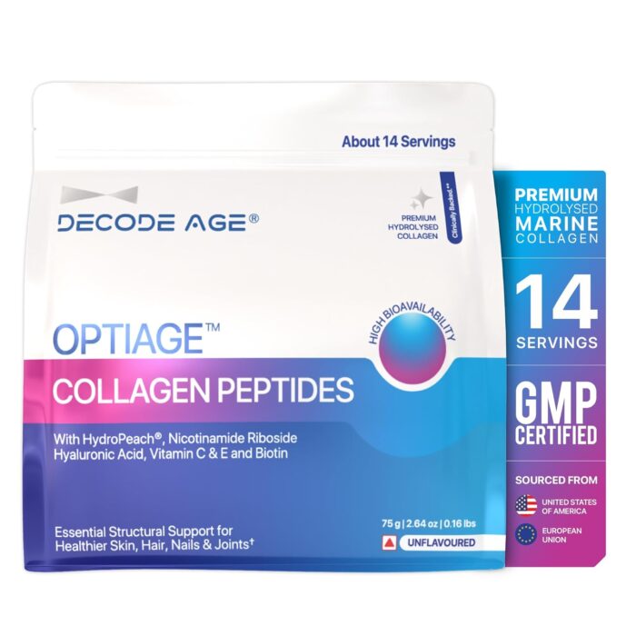 Decode Age OptiAge Collagen Supplement | Supports Hair, Skin, Bone and Joint Health | 75 gm, 14 Servings