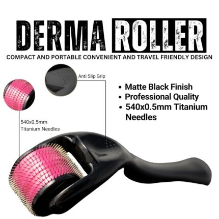 Derma Roller 0.5 For Hair Growth - Hair Roller 0.5 mm with 540 Titanium Needles, Repairs Damaged Hair, Activates Hair Follicles | For Hair Fall & Hair Thickening | Reduces Acne Scars | Safe & Effective To Use & Gentle on Skin