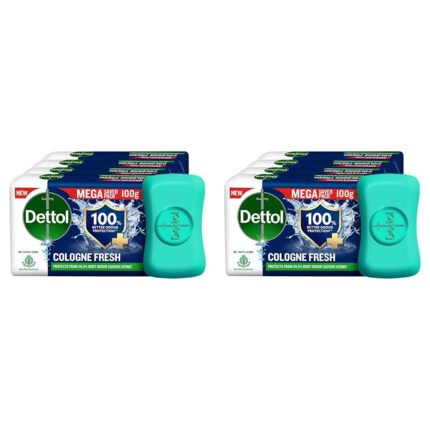 Dettol Cologne Fresh Bathing Soap Bar with 100% better odour protection- 100g Pack of 8, (400gm)